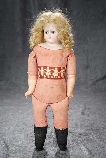 16" German bisque doll with closed  mouth, rare "Ring-o-Roses" body. $500/700