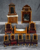 German maplewood doll furnishings with rare purple velvet upholstery. $400/600