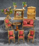 Set of French wooden furnishings with gold bead trim. $600/900