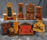 Collection of various German wooden dollhouse furnishings. $500/800