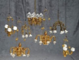 Seven German dollhouse chandeliers including Erhard and Sohne ormolu. $800/1200