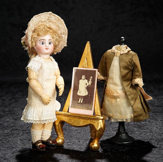 Petite French Bisque Bebe, Series C, Jules Steiner, Photograph of Original Owner and Doll 4500/6500