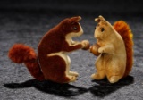 Pair of Early German Velvet Squirrels Clasping Nuts by Steiff 1400/1800