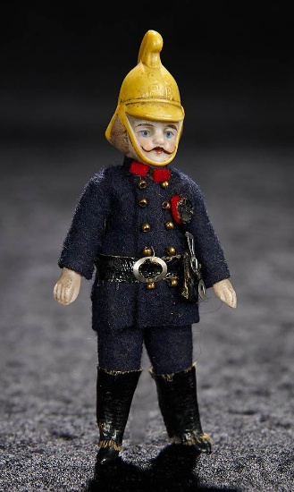 German All-Bisque Miniature Solider with Sculpted Helmet 300/500
