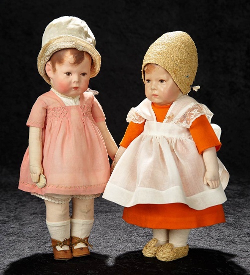 German Cloth Character Doll, Type I, Kathe Kruse, Stylish Costume, Original Paper Label 1800/2400