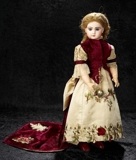 French Bisque Lady Doll by Jumeau with Original Boutique Label, Outstanding Costume 4500/6500