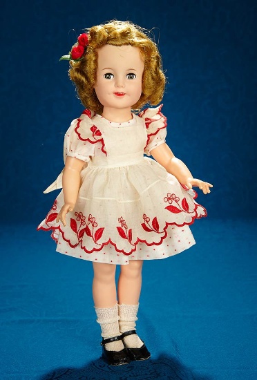 19" American vinyl Shirley Temple by Ideal in rare custom costume. $150/200