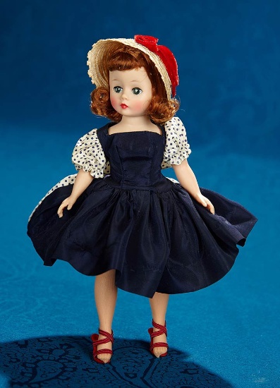 10" Red-haired "Cissette"  in navy blue dress by Alexander, mint condition. $400/600