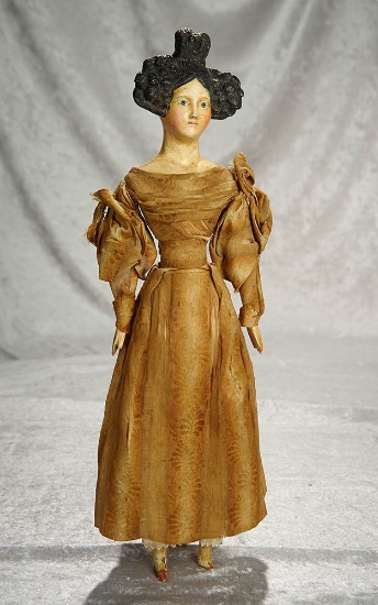 20" German paper mache lady doll with rare "beehive" sculpted coiffure. $900/1300