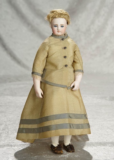 15" Rare German bisque lady doll by Simon and Halbig with twill over wooden body. $1100/1500