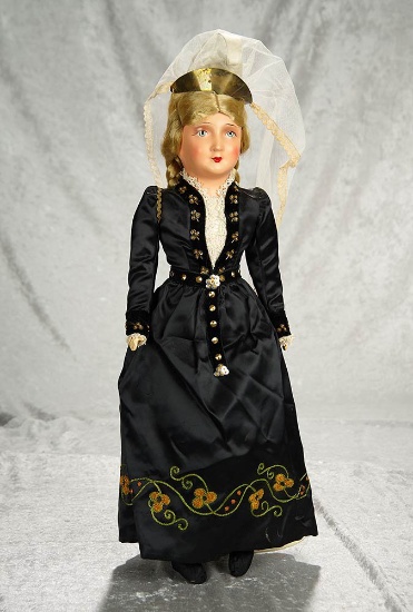 German composition lady with elaborate original costume. $300/400