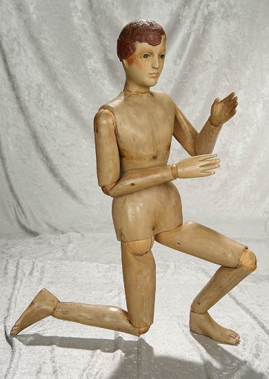 31" Continental wooden mannequin doll with dowel jointing and ball-swivel waist. $600/800