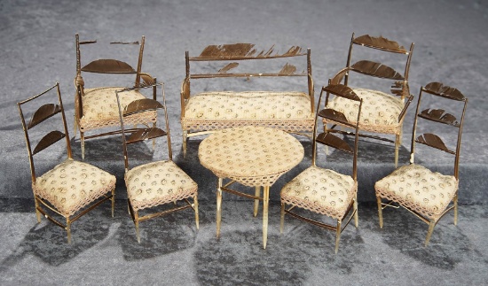 5"h. chair. Rare set of early quill furnishings with original upholstery. $500/800