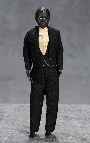 7 1/2" German black-complexioned bisque dollhouse butler. $350/500