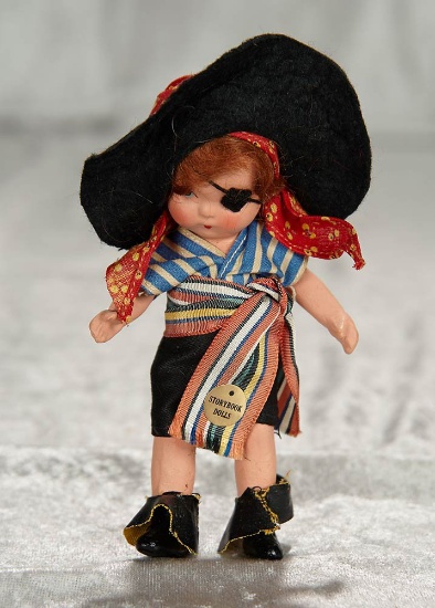 5" American painted bisque Storybook Doll as pirate in original costume. $200/300