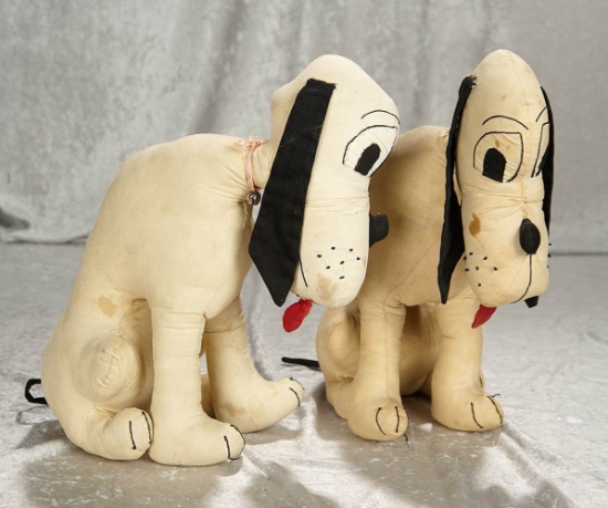 15" Pair, Cloth comic character "Pluto" dogs in the Charlotte Clarke manner. $400/500