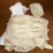 19th Century Baby Ensemble including Ivory Satin Cradle Blanket, Gown and Bonnet 400/600