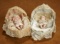 Pair, German All-Bisque Babies in Lace-Fitted Basket Cribs 600/900