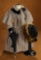 French Cashmere Caped Coat with Matching Cap and Dog-Handled Parasol for 24