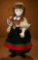 Early Sonneberg Bisque Closed Mouth Doll with Original Folklore Costume 900/1200