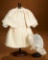 French Cream Cashmere Coat Dress and Lace Bonnet for 18