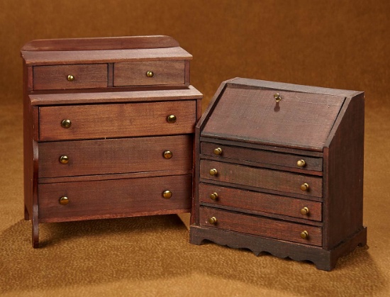 Two Rare Doll-Sized American Furnishings by Loring and Cushing of Hingham, MA 1100/1400