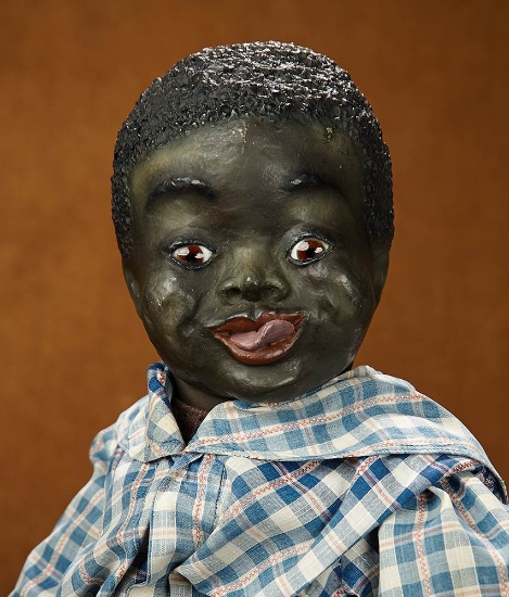 Captivating American Black Paper Mache Character, "Bobo" by Leo Moss 5500/7500