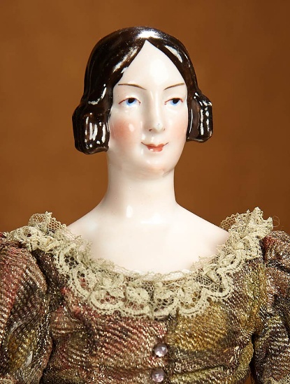 Elegant German Porcelain Brown-Haired Lady by KPM 1100/1500