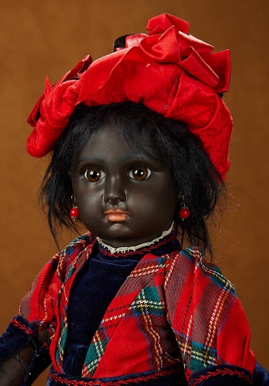 Fine French Bisque Bebe by Jumeau with Rich Ebony Complexion, Original Costume 7500/9500