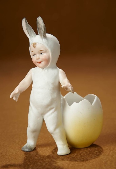 German All-Bisque Child in Bunny Costume as Candy Container by Gebruder Heubach 200/400