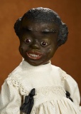 American Black-Complexioned Paper Mache Girl by Leo Moss with Smiling Expression 3500/4500