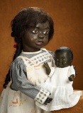 Rare Wigged Model of American Black-Complexioned Paper Mache Doll by Leo Moss 2500/4500