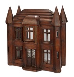 19th Century Walnut Wooden Model of Four-Turret Home 500/800