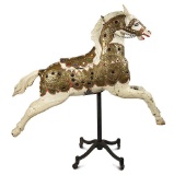 Antique Wooden Carousel Horse with Rare Brass Jewel-Trimmed Armor and Saddle 2500/3500