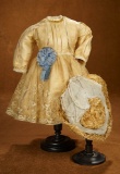 French Bronze Silk Dress and Woven Bonnet for 22