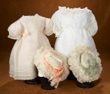 Two Dotted Swiss Voile Bebe Dresses and Bonnets for 24