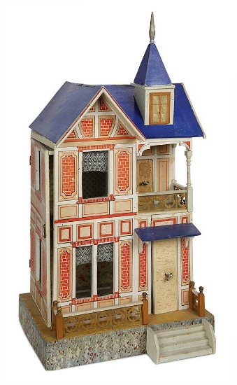 Large German Blue Roof Dollhouse by Moritz Gottschalk 1200/1500