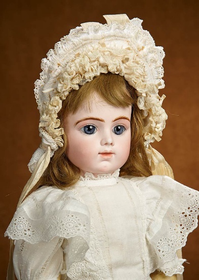 Beautiful French Bisque Blue-Eyed Bebe Bru with Original Box and Additional Costume 6500/9500