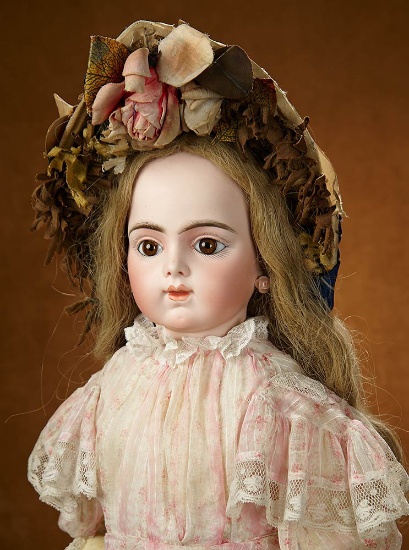 French Bisque Brown-Eyed Bebe Bru with Beautiful Presentation and Costume 8000/11,000