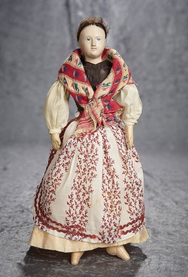 12" French paper mache lady doll with kid poupee body. $400/600