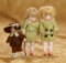 Trio of All-Bisque miniature dolls in original factory costumes. 2