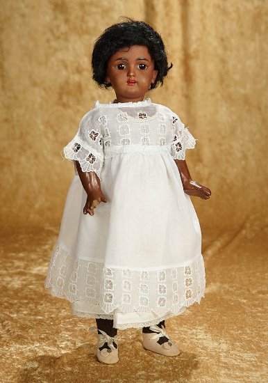 16" German bisque brown-complexioned child doll by Heinrich Handwerck. $500/700