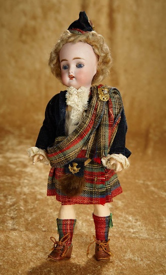11" Rare German bisque child, model 192, by K*R in original Scottish costume. $400/500