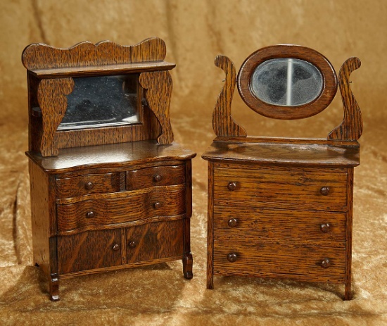 10" Pair, of artisan wooden doll furnishings. $300/400