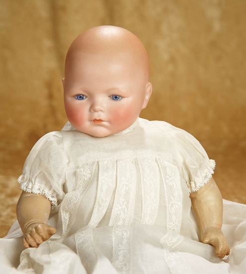 15"l. German bisque infant baby doll by Schoneau and Hoffmeister, rare model. $400/600
