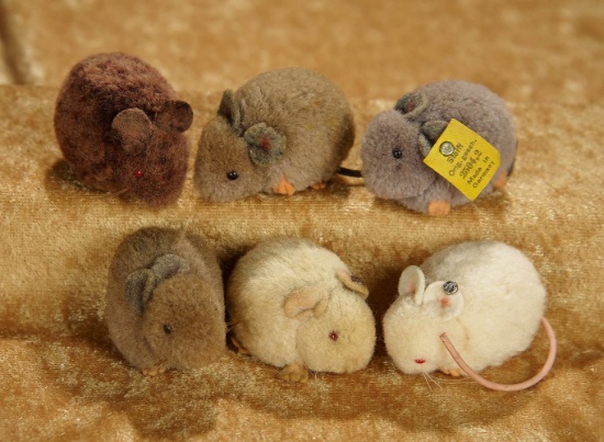 Six 2" German woolly mice by Steiff. $300/500