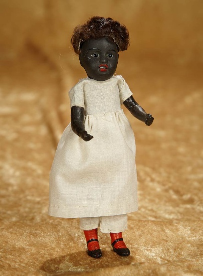6" German bisque black complexioned miniature doll by Kuhnlenz. $200/300