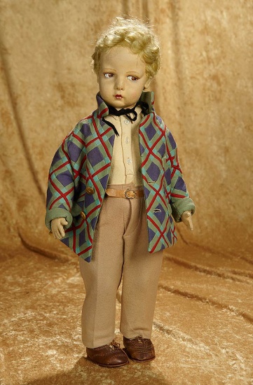 22" Italian felt child doll, series 109, by Lenci with wonderfully detailed boy's costume. $700/900