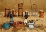 Lot of German antique kitchen accessories for doll or dollhouse display. $400/600