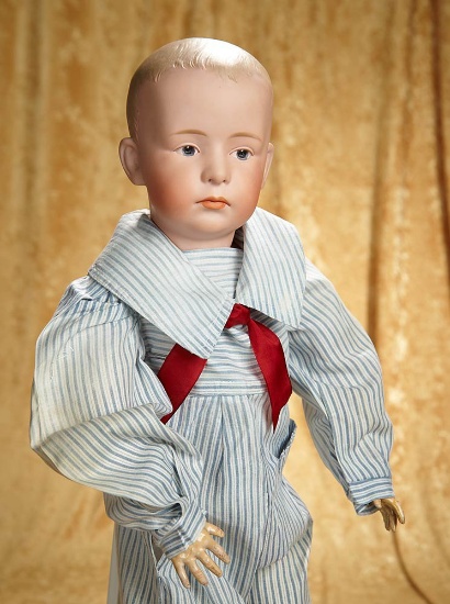 24" Large German bisque pouty character boy, 7602, by Gebruder Heubach. $600/900